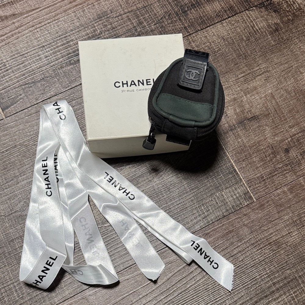 CHANEL Sport Line Coco Mark Arm Pouch black and Green canvas nylon